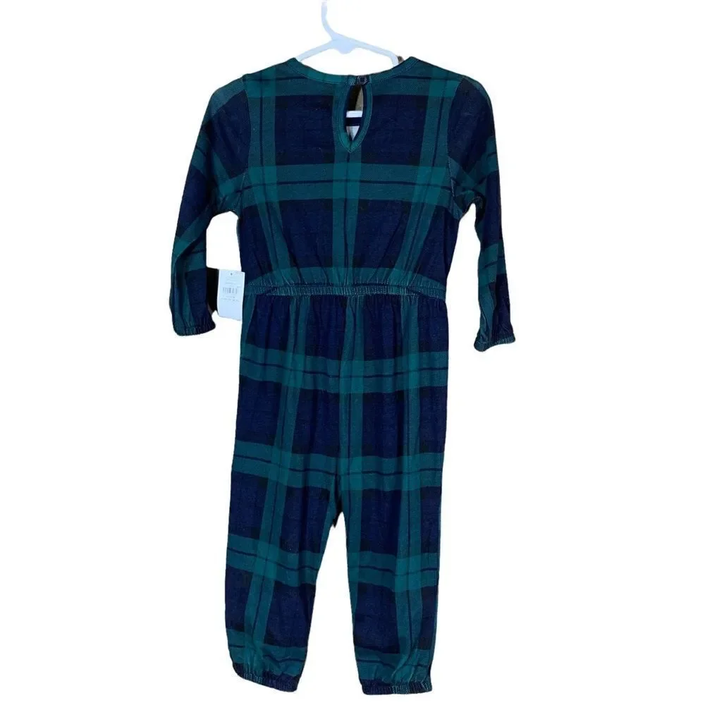 ‎Old Navy toddler girl green/blue plaid jumpsuit